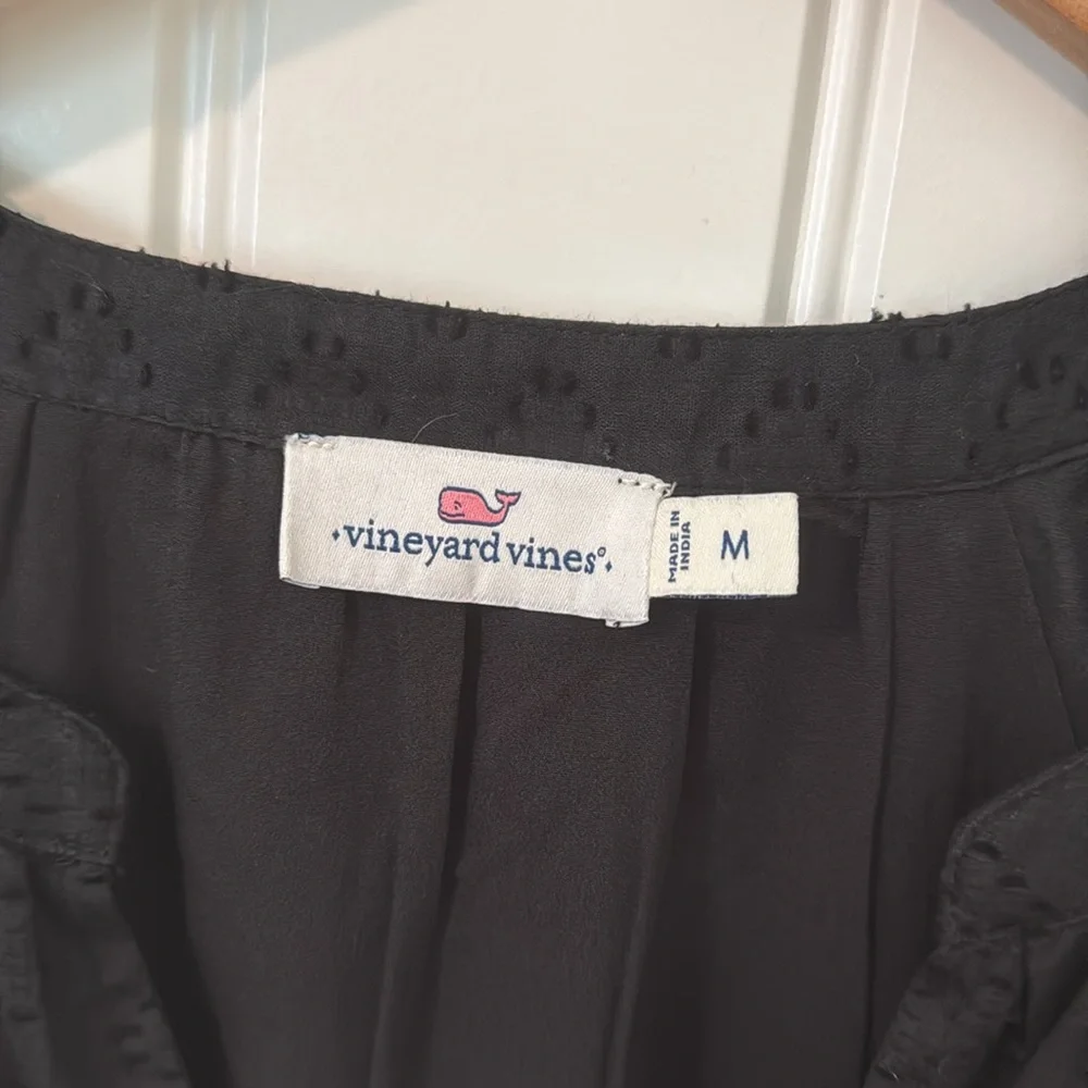 Vineyard Vines Tiered 3/4 Sleeve Dress Black Medium - Picture 3 of 7